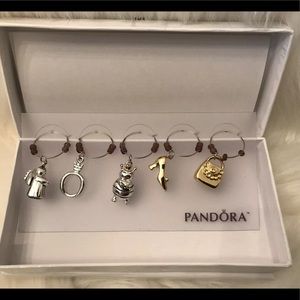 Pandora Set of 5 Wine Glass Charms Gold/Silver NIB